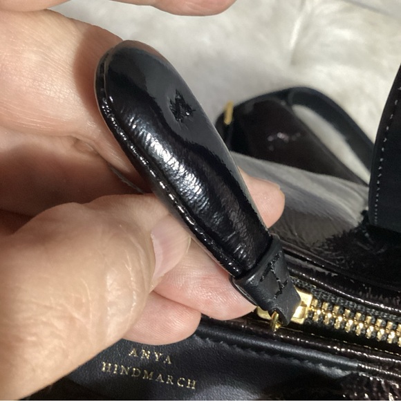 Anya Hindmarch Brown Patent Leather Puffer Style Satchel...